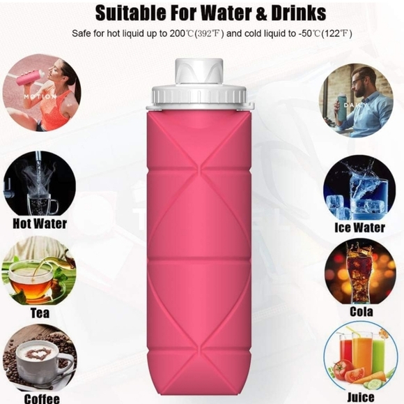 SPECIAL MADE Collapsible Water Bottle - 2.75" Diameter, 9.65" Height Unfolded - Picture 9 of 11